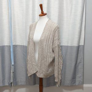 American Eagle Beige Fringe Cardigan Sweater Medium